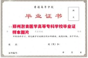 郑州澍青医学高等专科学校毕业证样本图片