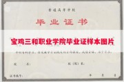 宝鸡三和职业学院毕业证样本图片