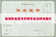 亳州职业技术学院毕业证样本图片