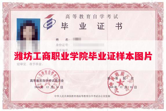 潍坊工商职业学院毕业证样本图片