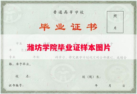 潍坊学院毕业证样本图片