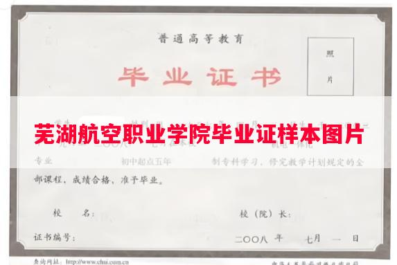 芜湖航空职业学院毕业证样本图片