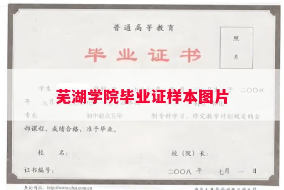 芜湖学院毕业证样本图片