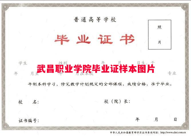 武昌职业学院毕业证样本图片