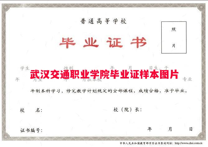 武汉交通职业学院毕业证样本图片