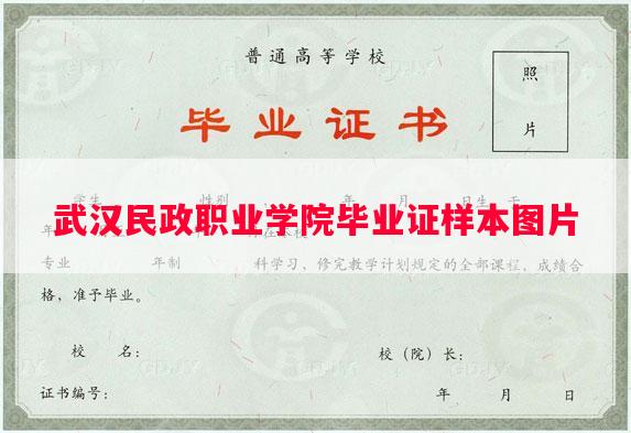 武汉民政职业学院毕业证样本图片