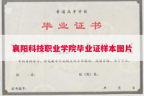 襄阳科技职业学院毕业证样本图片