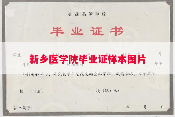 新乡医学院毕业证样本图片