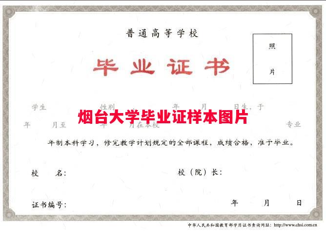 烟台大学毕业证样本图片