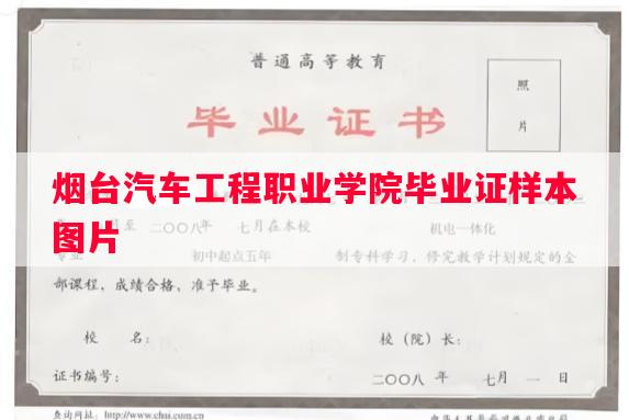 烟台汽车工程职业学院毕业证样本图片