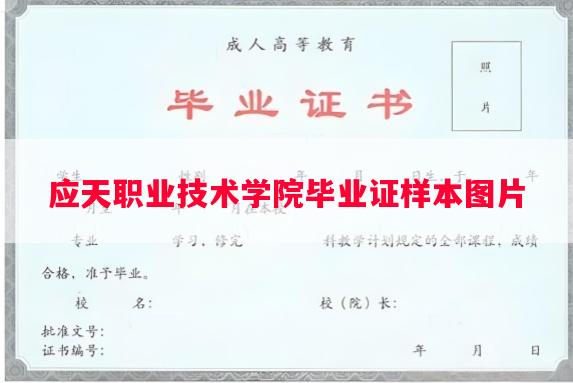 应天职业技术学院毕业证样本图片
