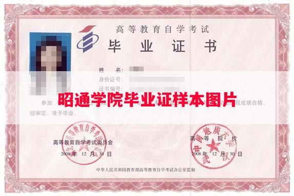 昭通学院毕业证样本图片