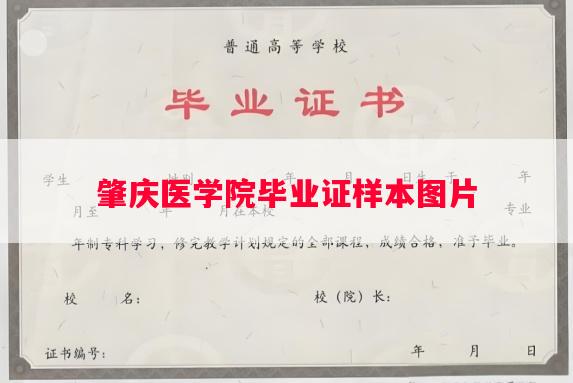 肇庆医学院毕业证样本图片