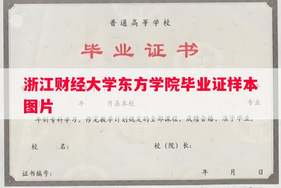 浙江财经大学东方学院毕业证样本图片