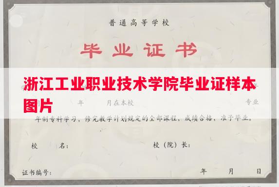 浙江工业职业技术学院毕业证样本图片