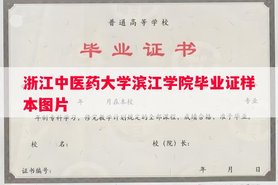 浙江中医药大学滨江学院毕业证样本图片