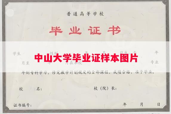 中山大学毕业证样本图片