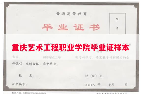 重庆艺术工程职业学院毕业证样本