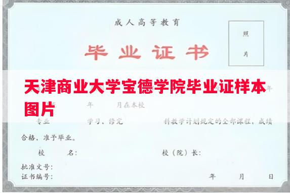 天津商业大学宝德学院毕业证样本图片