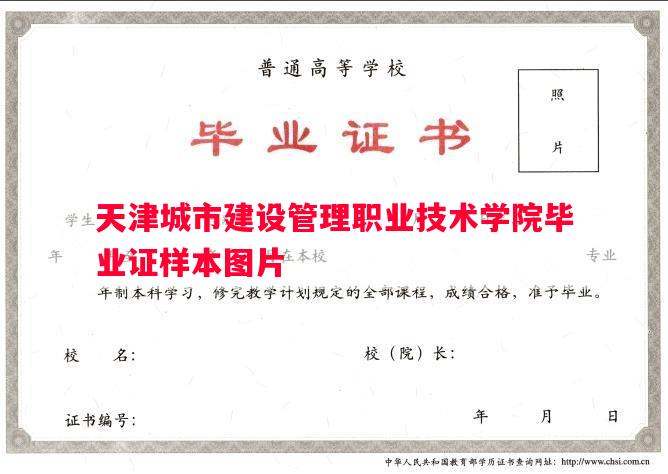 天津城市建设管理职业技术学院毕业证样本图片