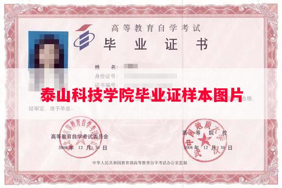 泰山科技学院毕业证样本图片