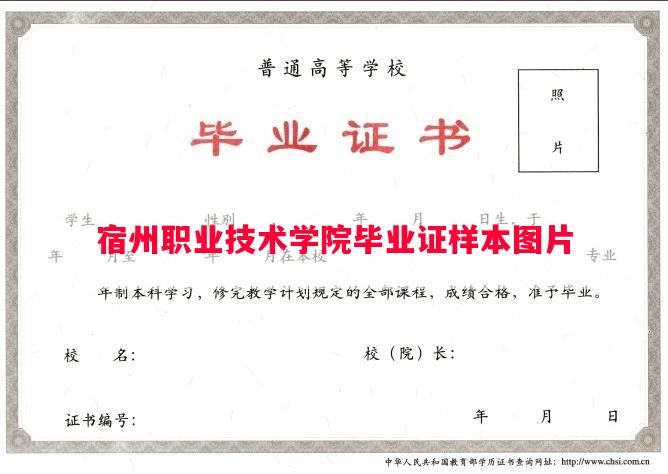 宿州职业技术学院毕业证样本图片
