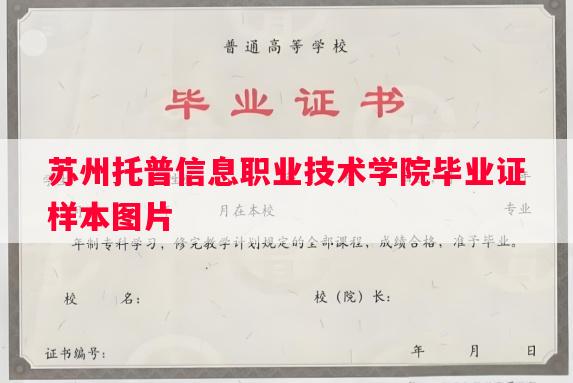 苏州托普信息职业技术学院毕业证样本图片