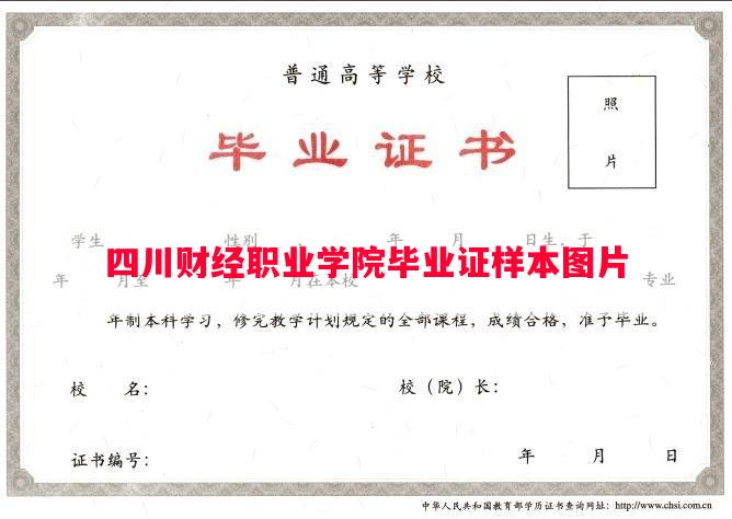 四川财经职业学院毕业证样本图片