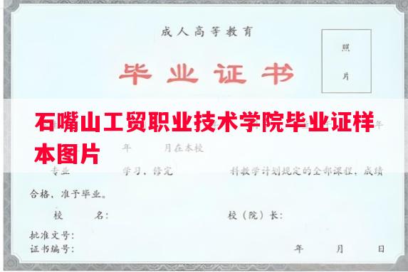石嘴山工贸职业技术学院毕业证样本图片
