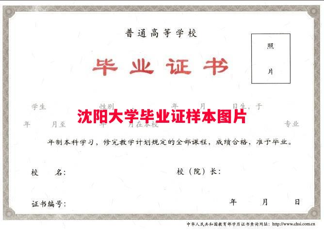 沈阳大学毕业证样本图片