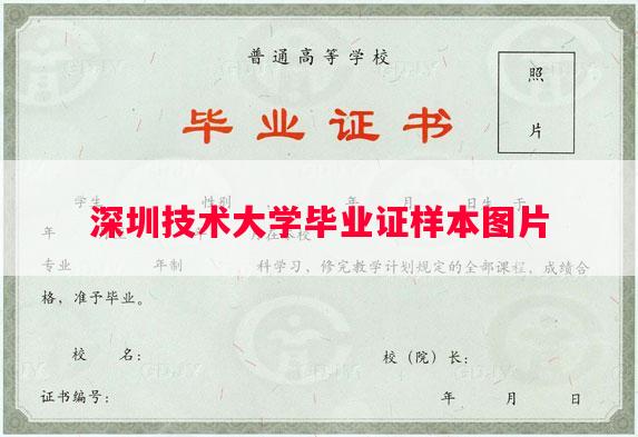 深圳技术大学毕业证样本图片