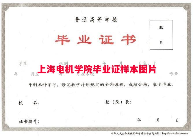 上海电机学院毕业证样本图片