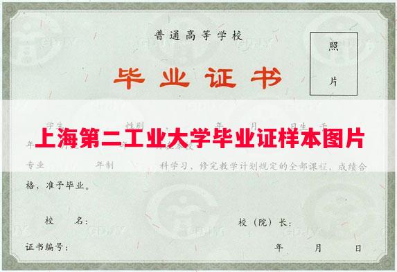 上海第二工业大学毕业证样本图片
