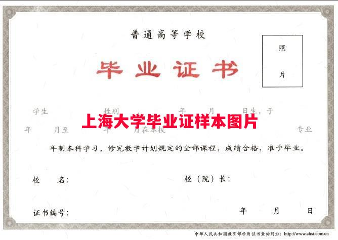 上海大学毕业证样本图片