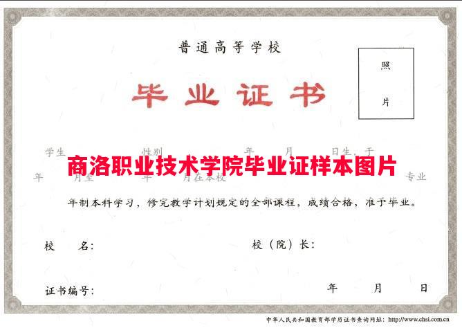 商洛职业技术学院毕业证样本图片