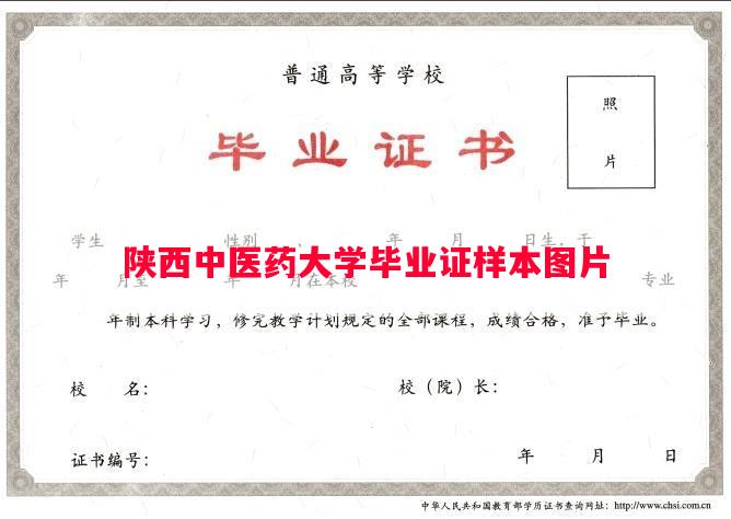 陕西中医药大学毕业证样本图片