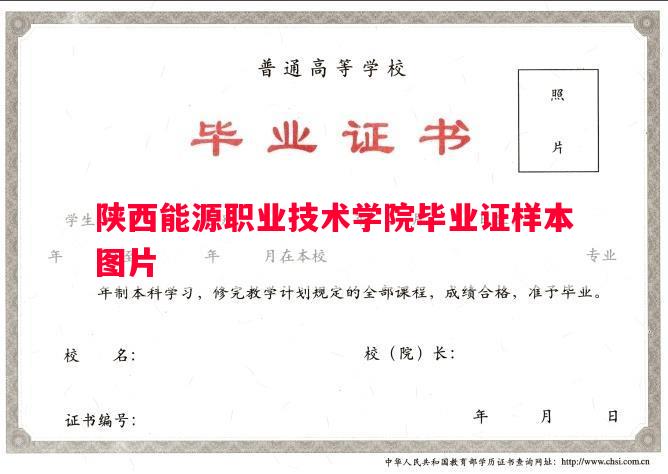 陕西能源职业技术学院毕业证样本图片