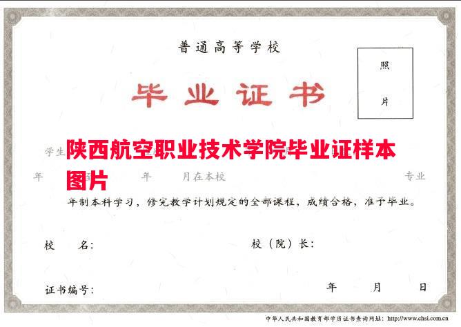 陕西航空职业技术学院毕业证样本图片