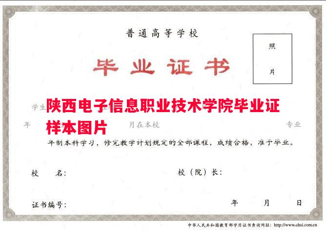 陕西电子信息职业技术学院毕业证样本图片