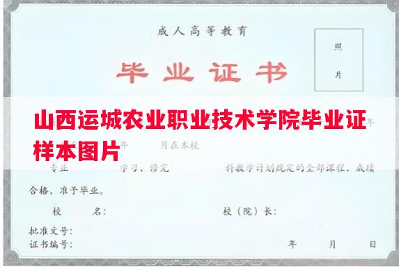 山西运城农业职业技术学院毕业证样本图片