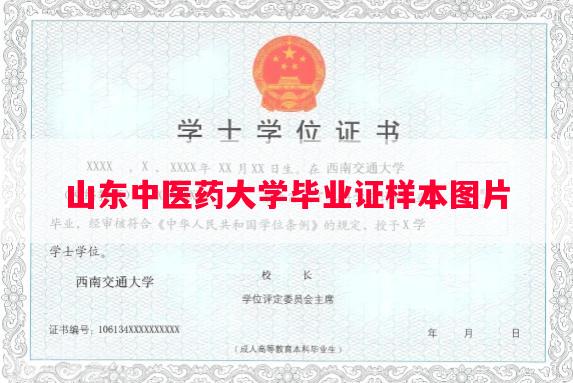 山东中医药大学毕业证样本图片