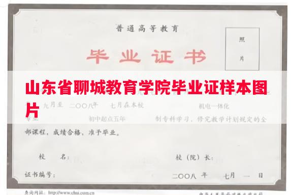 山东省聊城教育学院毕业证样本图片