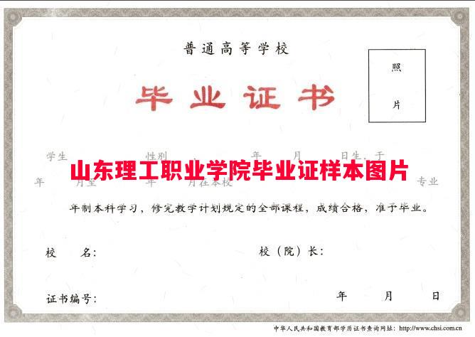 山东理工职业学院毕业证样本图片