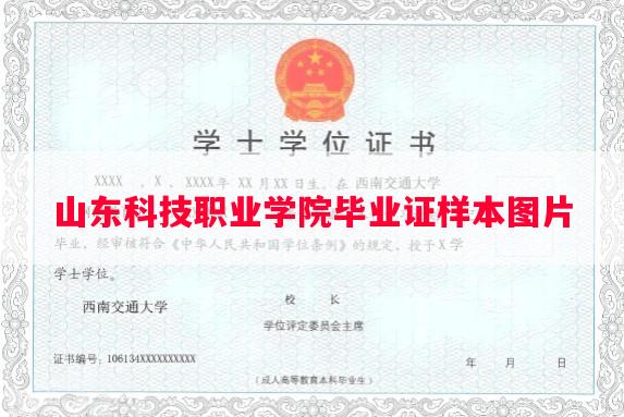 山东科技职业学院毕业证样本图片