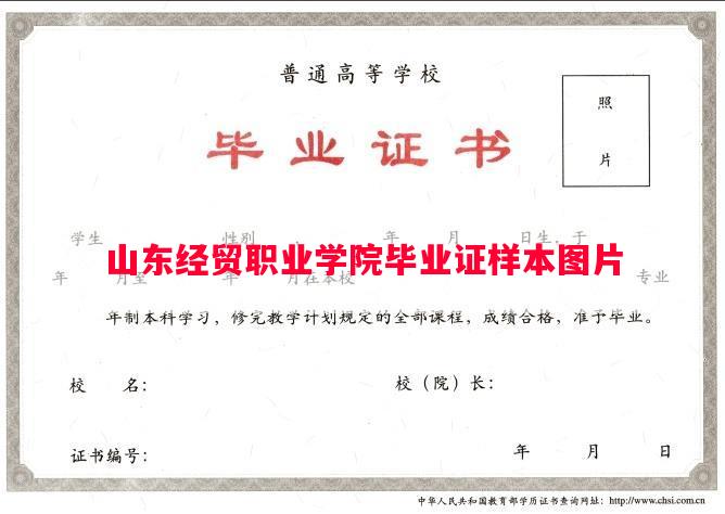 山东经贸职业学院毕业证样本图片