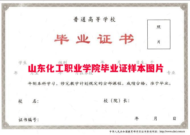 山东化工职业学院毕业证样本图片