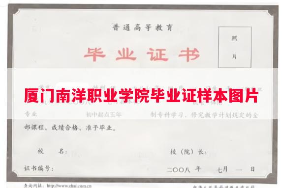 厦门南洋职业学院毕业证样本图片