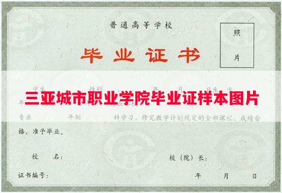 三亚城市职业学院毕业证样本图片