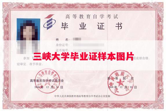 三峡大学毕业证样本图片