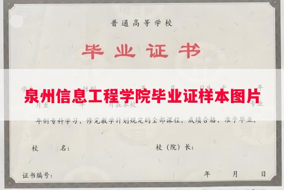 泉州信息工程学院毕业证样本图片
